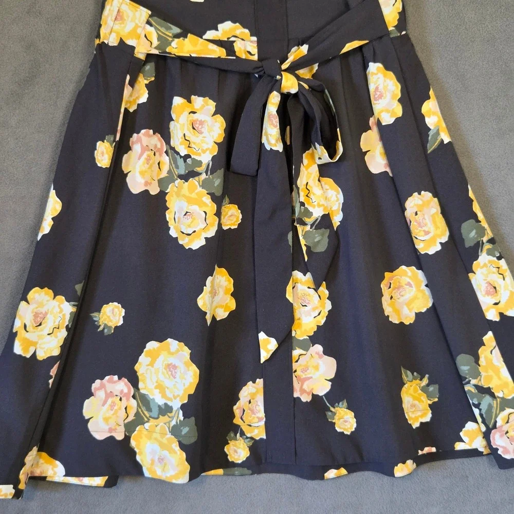 LOFT Outlet Floral Tie A-Line Skirt Women's Large Rose Casual Office Cottage